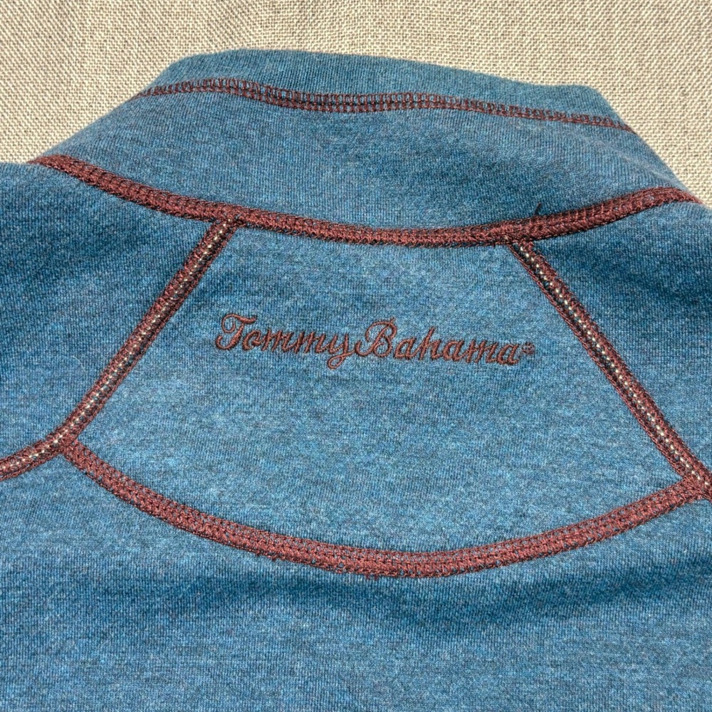 Tommy Bahama Reversible Quarter Zip Pullover Blue Burgundy Mens Large - Picture 6 of 12